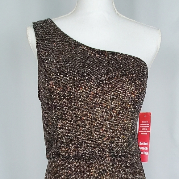 Crystal Doll One-Shoulder Glitter Jumpsuit - Black and Gold - Picture 3 of 8